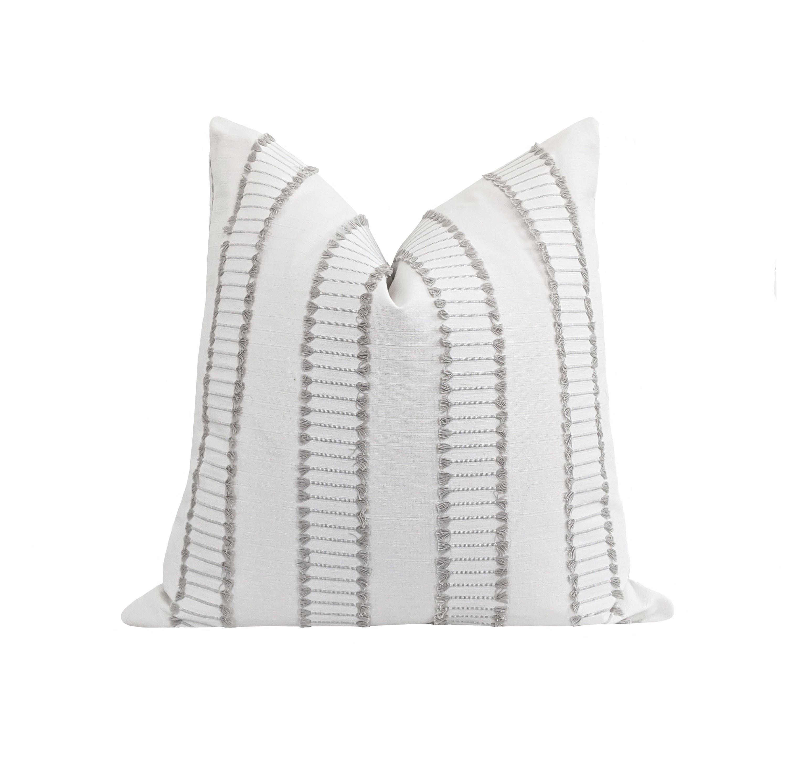 gray tassel pillow