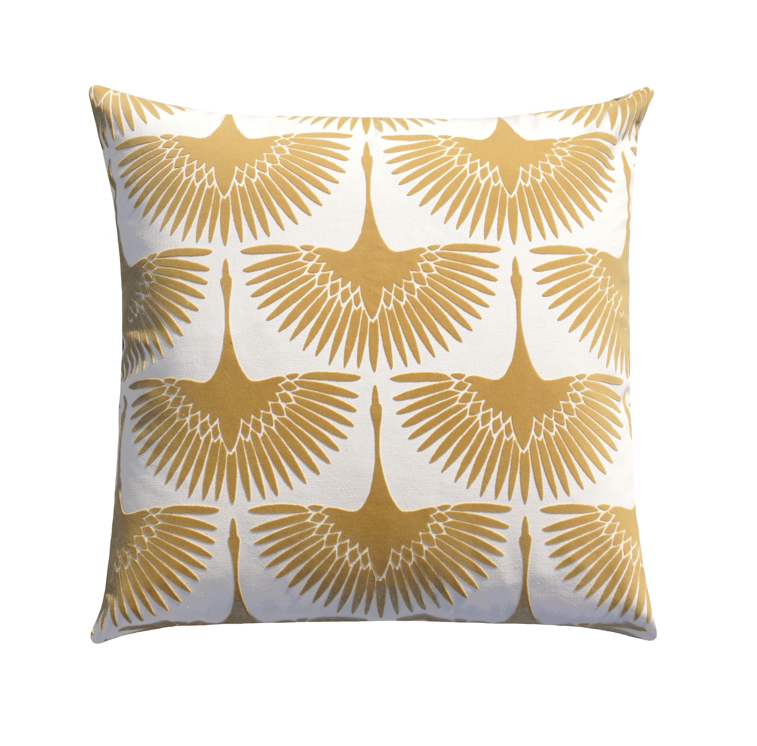 Velvet Pillow Cover, Flock Oro Pillow, Gold and Ivory Swan Pillow, Go…