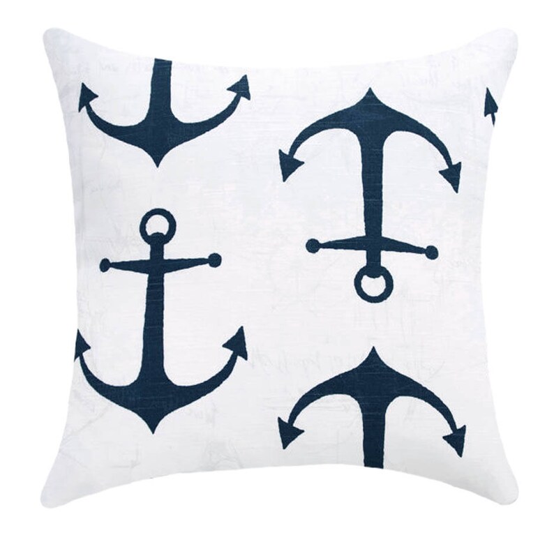 Navy Anchor Pillow Blue Nautical Pillow Covers Nautical Etsy