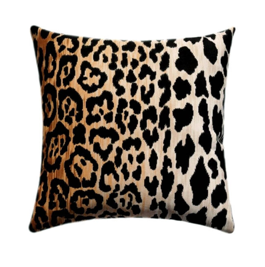 Leopard Cheetah Velvet Euro Sham Pillow Cover, Braemore Jamil Cushion