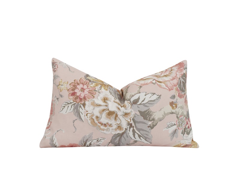 Lumbar Blush Pillow Cover 12x18 12x20 Blush Grey White Pillow Etsy