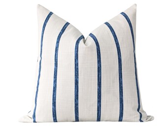 blue stripe throw pillow
