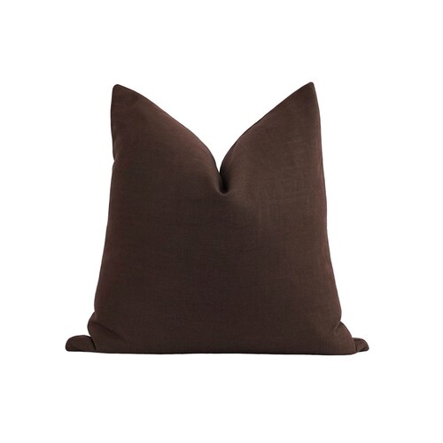 Dark Brown Linen Pillow Cover Walnut Decorative Pillow Linen Etsy