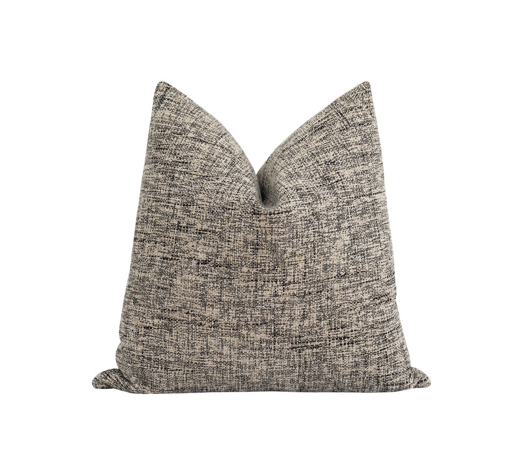 Black and Beige Pillow Cover, DOUBLE SIDED Woven Pillow, Neutral Woven