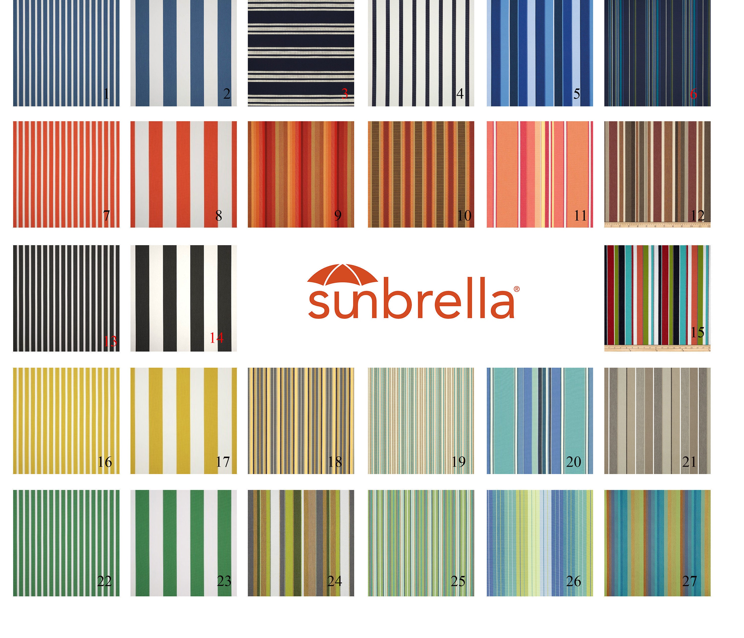 24x24 Sunbrella Outdoor Pillow Cover Striped Pillow Etsy