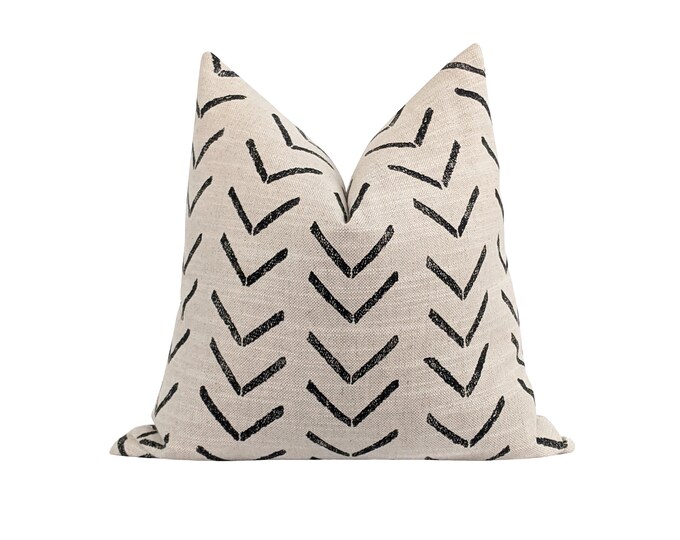 Boho Pillow Cover 20x20 Black Natural Pillow Cover Black Etsy