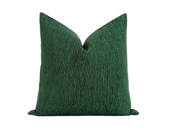 Green and Black Pillow Cover, Kelly Wearstler Avant Green Black Pillow Case, Modern Stripe Accent Pillow, Linen Pillow Cover