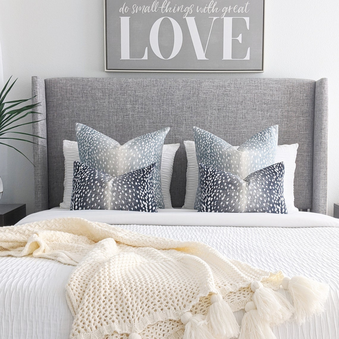 Fawn Print Pillow Cover Navy Animal Print Throw Pillow 24x24 Etsy