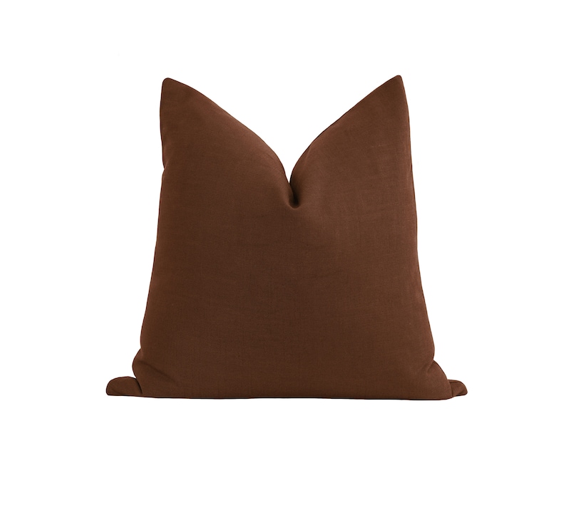 Dark Brown Linen Pillow Cover Walnut Decorative Pillow Linen Etsy