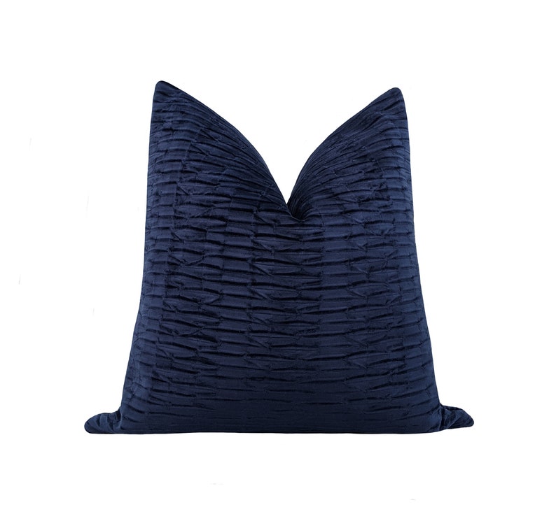 Textured Midnight Blue Velvet Pillow Cover 18x18 Navy Velvet Etsy