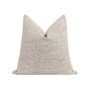 Tweed Textured Pillow Cover, Double Sided Modern Farmhouse Pillow Cover, 18 20 22 Neutral Pillow Cover, Beige Ivory Pillow Cover, Euro Sham