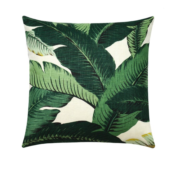 LINEN Pillow Palm Leaf Pillow Cover Banana leaf pillow | Etsy