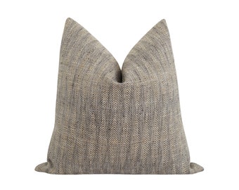 Modern Chevron Stripe Pillow Cover In Tan and Grey, Sparrow Woven Accent Throw Pillow, 20x20 Pillow Cover, Double Sided Zippered Pillow Case