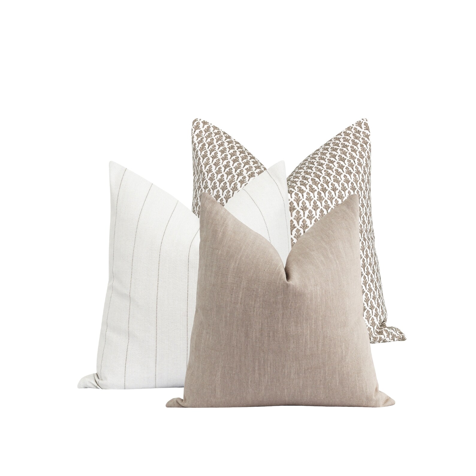 Ivory and Taupe Pillow Cover DOUBLE SIDED Pin Stripe Pillow Etsy