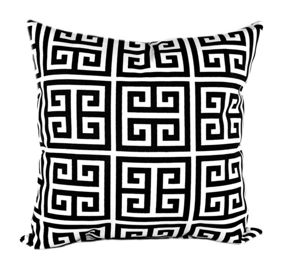 Black Greek Key Decorative Pillows Black White Pillow Cover Etsy