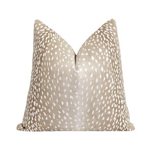 Deer Skin Print Linen Pillow Cover, Ombre Pillow Cover, Deer Pillow, Fawn Pillow Cover, Double Sided Pillow Cover, Animal Print Throw Pillow