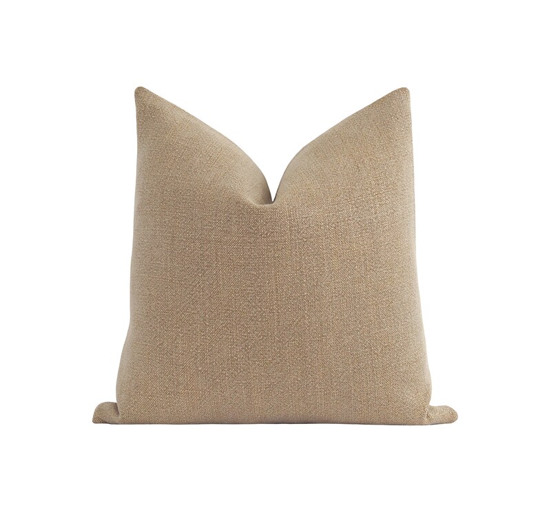 Solid Beige Woven Pillow Cover, Graham Cracker Accent Pillow, 18 20 22 Double Sided Neutral Woven Pillow Cover, Farmhouse Pillow Cover