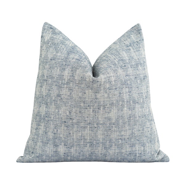 Chambray Woven Pillow Cover, Double Sided Woven Jacquard Pillow Cover, 18 20 22 Stormy Blue Woven Pillow Cover, Ikat Accent Pillow Cover,