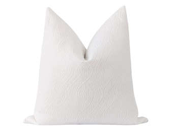 White Pillow Cover, Embossed Trellis Pillow Cover, Snow White Pillow Cover, Double Sided Designer Pillow Cover, 18 20 22 White Pillow Cover