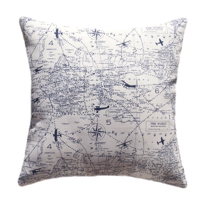 Airplane Zippered Pillow Cover Air Traffic Navy Decorative Etsy