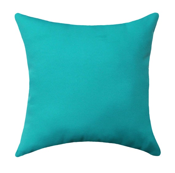 Turquoise Throw Pillows Solid Outdoor Turquoise Pillow Blue Etsy