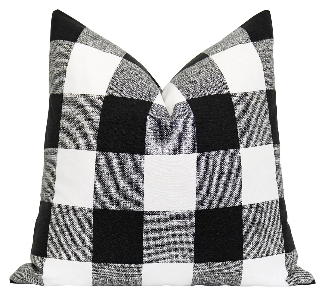 Black Check Pillow, Toss Pillow, Black Buffalo Check Pillow Cover, Euro