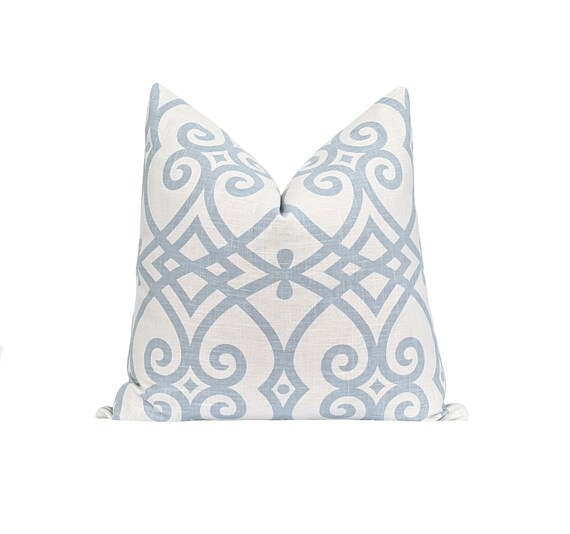 Ice Blue Pillow Cover Fretwork Decorative Pillow 20 22 24 Etsy