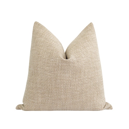 Housse de coussin tissée texturée beige, taie d'oreiller de ferme moderne, housse de coussin double face beige terreux et crème, oreiller neutre