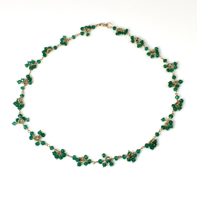 Green Onyx Bead Necklace / Choker image 1