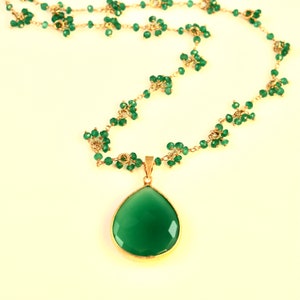 Green Onyx Long Pendant Necklace