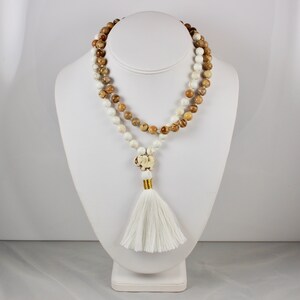 Beaded Tassel Necklace with Elephant Boho Mala Necklace