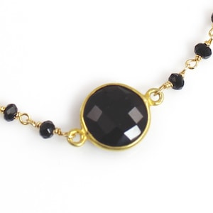 Delicate Black Spinel Gemstone Bracelet with Black Spinel and Vermeil Chain
