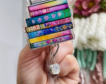 Book lover Badge Reel | badge holder | acrylic badge reel | medical accessories | book badge reel | nurse badge reel | teacher badge reel