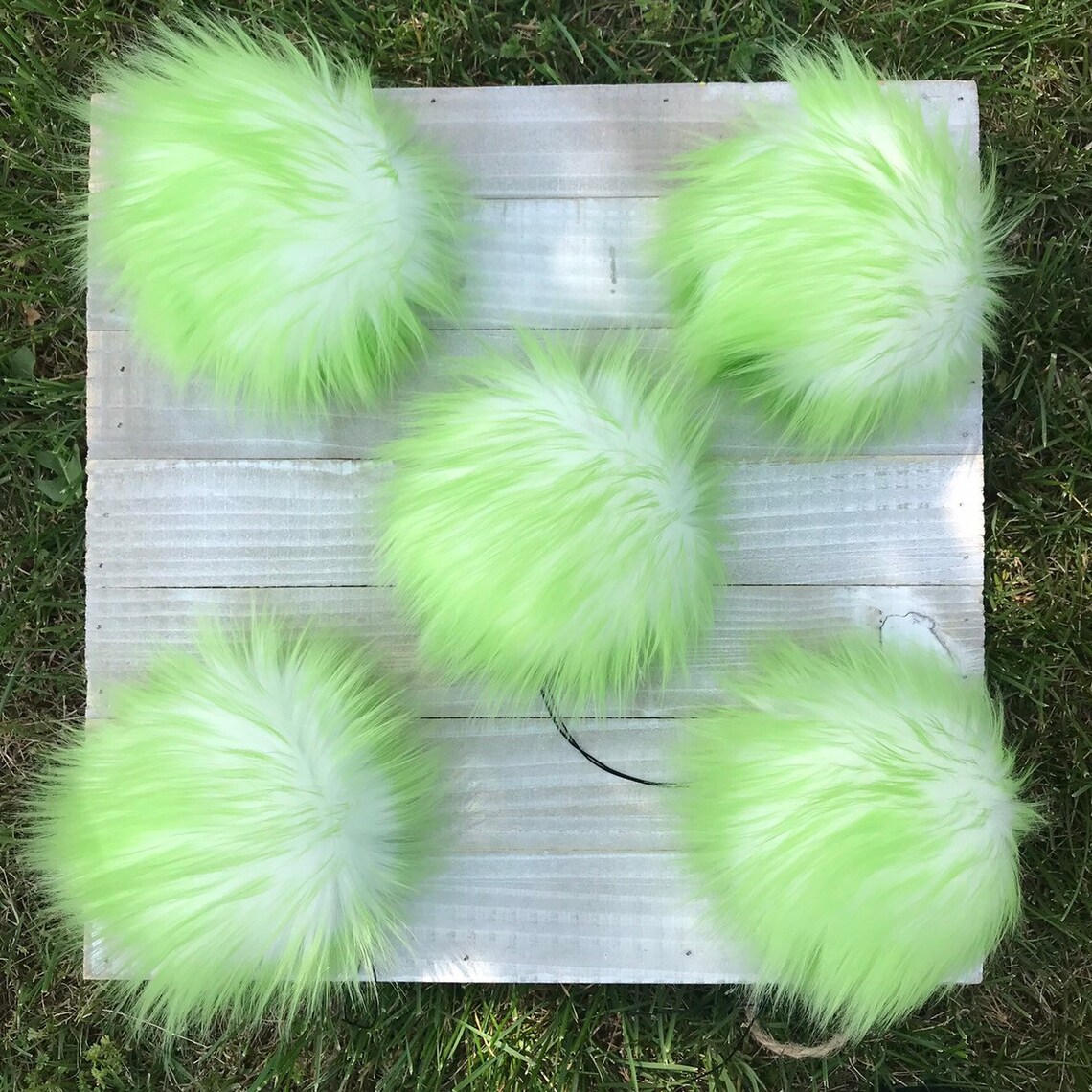LIME Faux Fur Pom Poms Fake Fur Poms Detachable Pom Poms Etsy