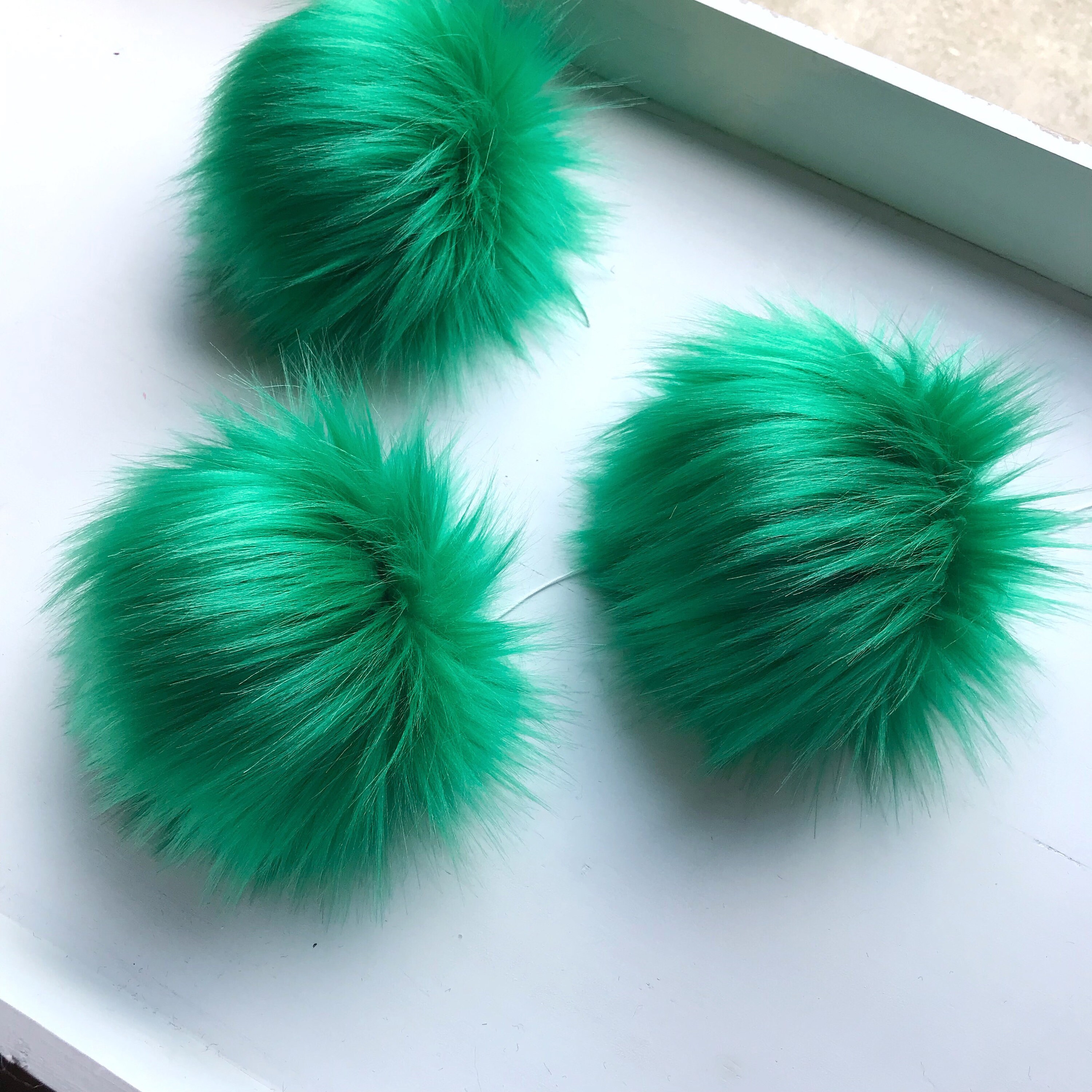 KELLY GREEN faux fur pom poms fake fur poms diy poms fur Etsy