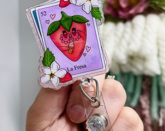 La Fresa Badge Reel | badge holder | acrylic badge reel | medical accessories | cute badge reel | nurse badge reel | teacher badge reel