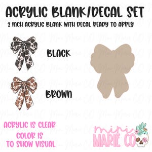 Cow Bow Acrylic Blank/Decal Set | Acrylic badge reel blanks | DIY badge reels