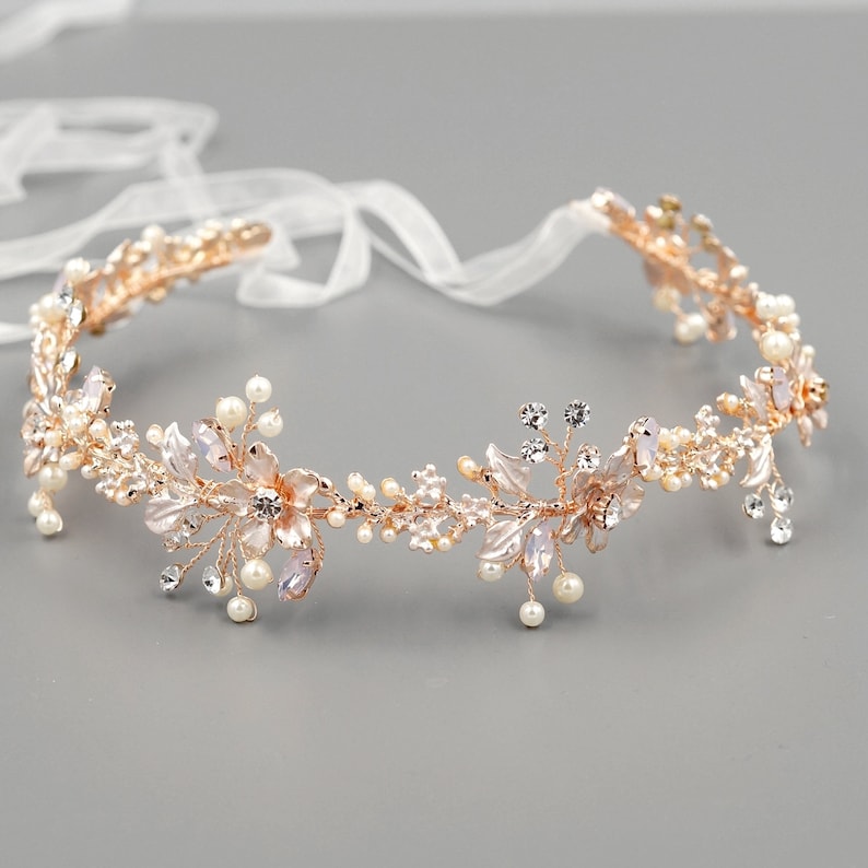 Rose Gold Bridal Hair Vine Wedding Hair Accessories Crystal | Etsy