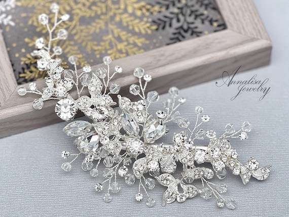 Silver hair clip for cheap wedding