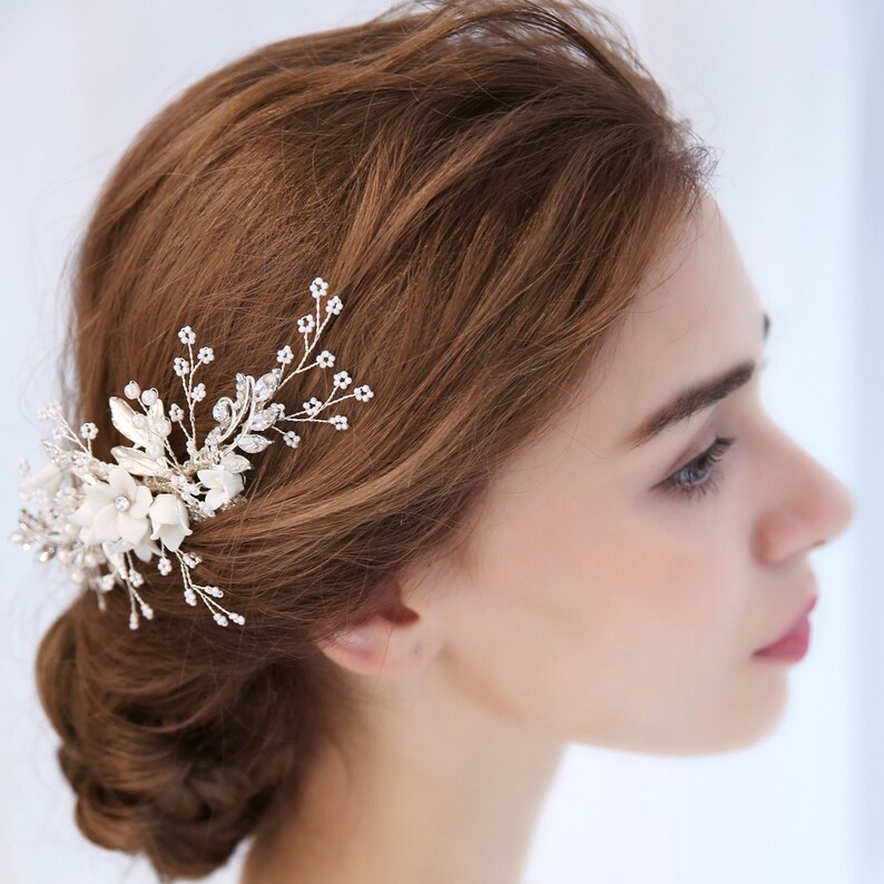 Silver Hair Comb Floral Wedding Hair Comb Crystal Bridal | Etsy