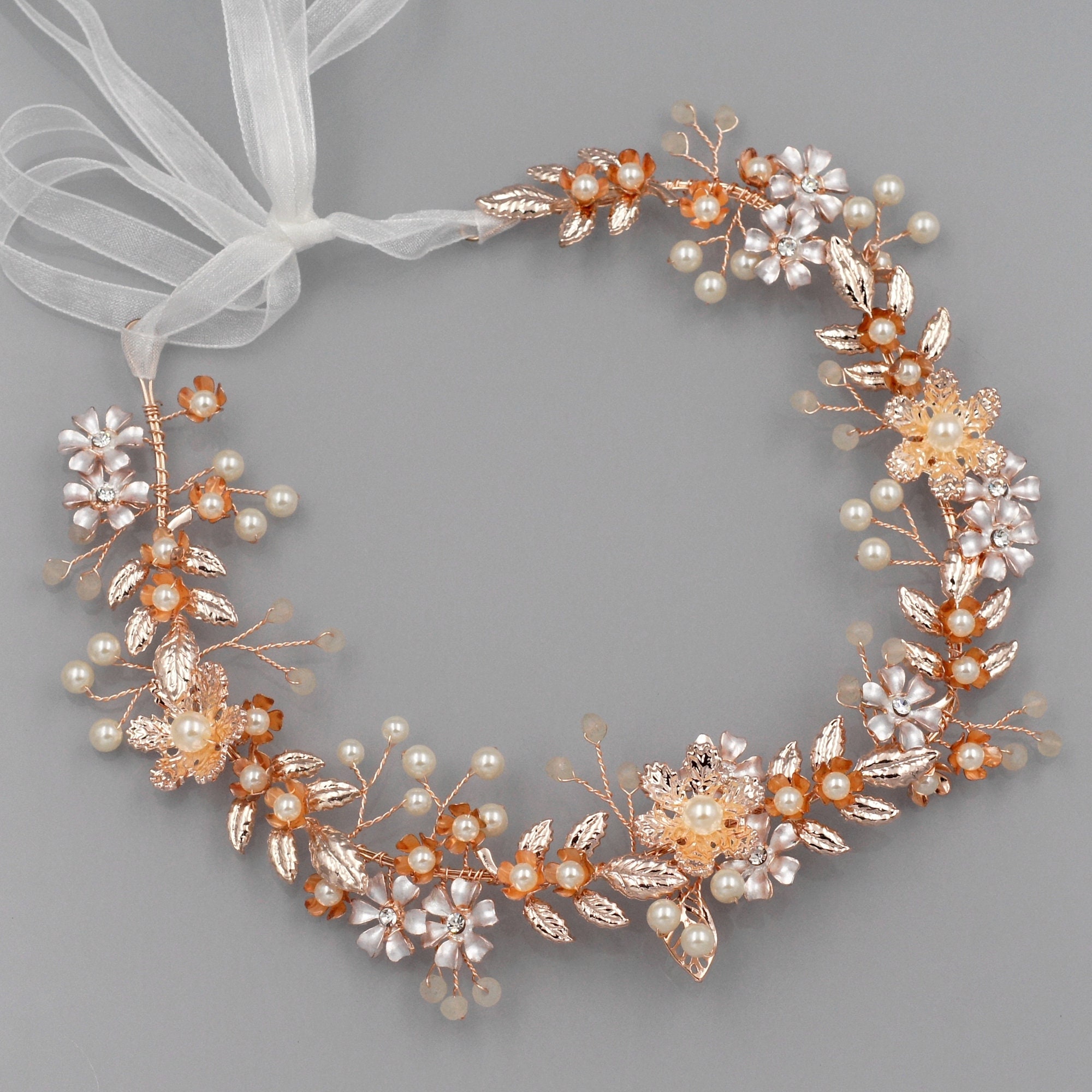 Rose Gold Bridal Hair Vine Wedding Hair Accessories Flower | Etsy