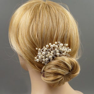 Silver Hair Comb, Floral Wedding Hair Comb, Pearl Bridal Hair Comb, Rhinestone Hair Comb, Crystal Hair Clip, Wedding Hair Comb YGJ09978