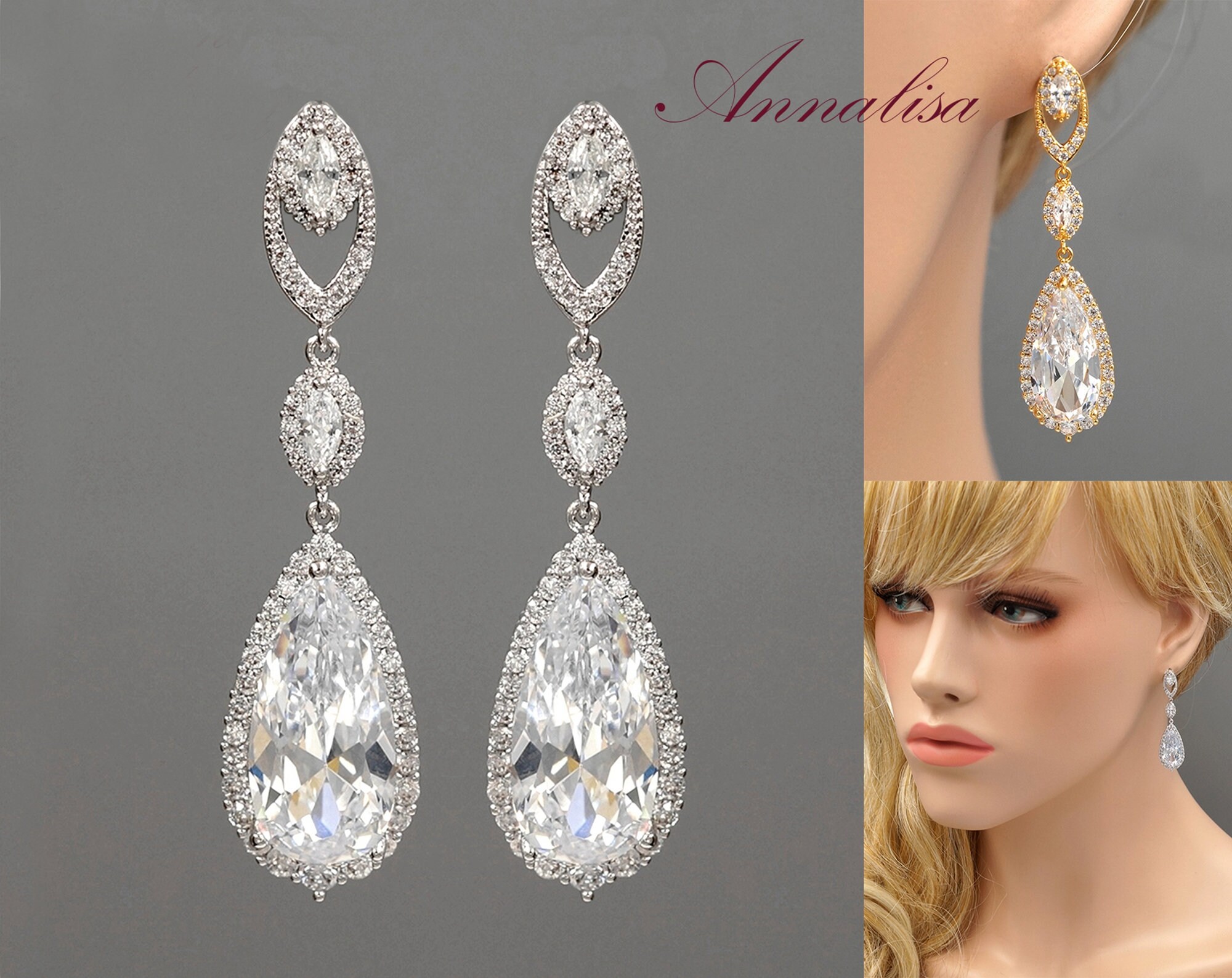 Bridal Earrings cz Wedding Earrings bridal Jewelry crystal Rhinestone Drop Dangle Earrings long Chandelier Earring bridal Wedding Jewelry Etsy Australia