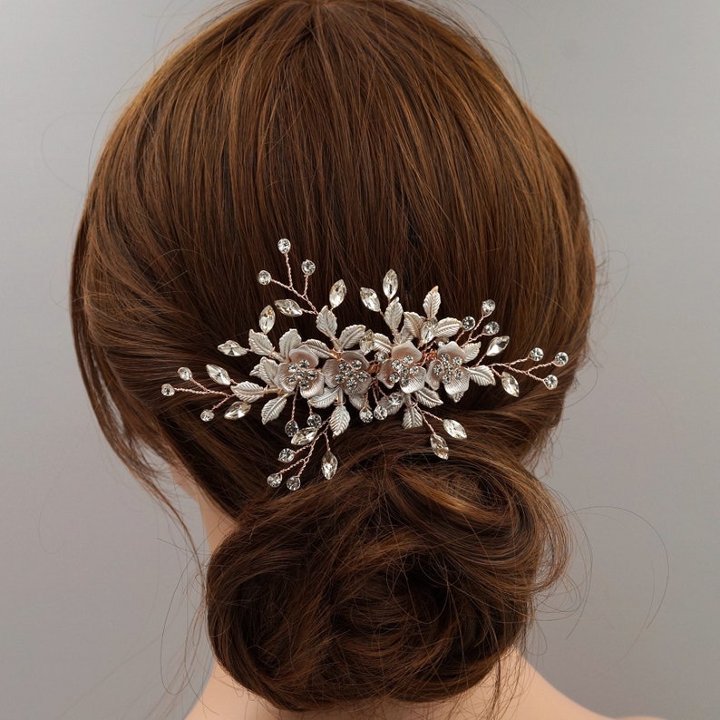 Bridal Hair Comb Floral Crystal Hair Comb Rhinestone Hair | Etsy