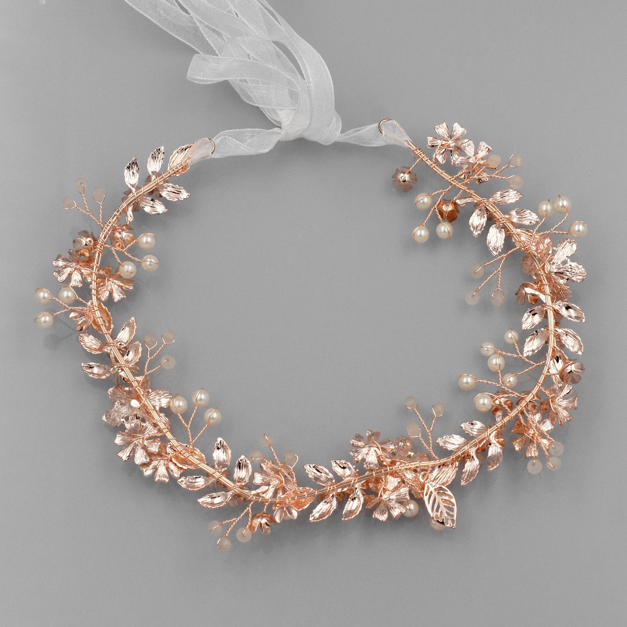 Rose Gold Bridal Hair Vine Wedding Hair Accessories Flower | Etsy