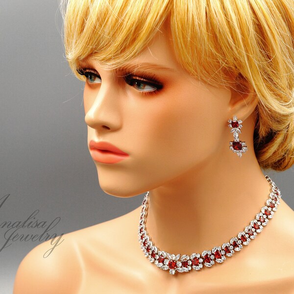 Carnival remake ruby red  *** necklace & earring set (TNJ original)