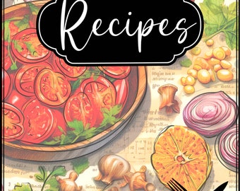 Recipe book template (watercolor style) printable binder
