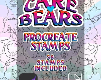 Care Bears Procreate Brush Stamps  Pack | 38 Brushes for Tattoo, Stencil & Digital Art