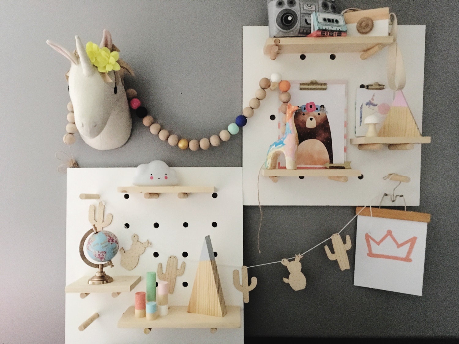 Double Set of Pegboard Displays with shelves pegboard Etsy