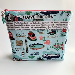 I Heart Oregon Pouch, Oregon Gift, Fun Zipper Pouch, Custom Makeup Bag, Oregon Bag, Travel Pouch